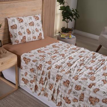 Imagem de Jogo de Cama Lençol em Malha Solteiro Capivara 3 Peças - Rosa  - 100% Algodão