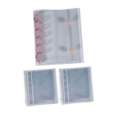 Imagem de MotiveTech Capa transparente para fichário com 5 furos, botão de pressão e folhas internas em branco para fotos de férias em família. Ideal para artesanato e, Rosa
