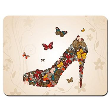 Imagem de Mouse pad para jogos - Base de borracha antiderrapante, superfície lisa para controle preciso do mouse, ideal para laptop, uso no escritório - 24 x 19 cm - salto alto borboleta