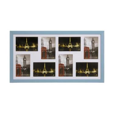 Imagem de Porta Retratos Painel Multifotos Pop 8 Fotos 10X15 Azul Bebê - Minha M