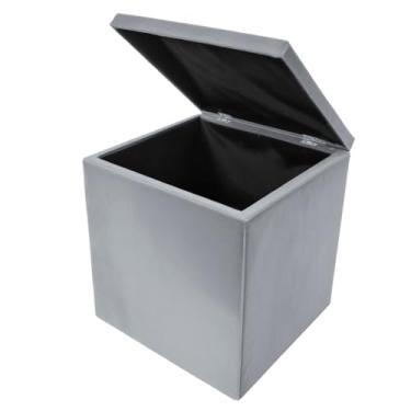 Imagem de Puff Baú Dobrável com Tampa 33x33x40cm – Caixa Organizadora Multiuso Colorida(Cinza)