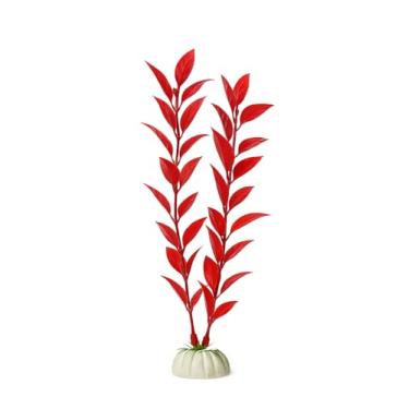 Imagem de D & K Exclusives Plantas artificiais de aquário, pacote com 10 decorações de aquário de plástico de 18 cm, decoração colorida de paisagem aquática para água doce, tanques tropicais (planta de folha