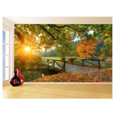 Imagem de Papel De Parede 3D Paisagem Lago Ponte Parque 3,5M Nlk157 - Você Decor