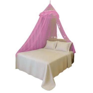 Imagem de Mosquiteiro de Teto Filó com Renda para Cama Casal/Solteiro – Aro 60cm e Ajuste com Elástico(Rosa)
