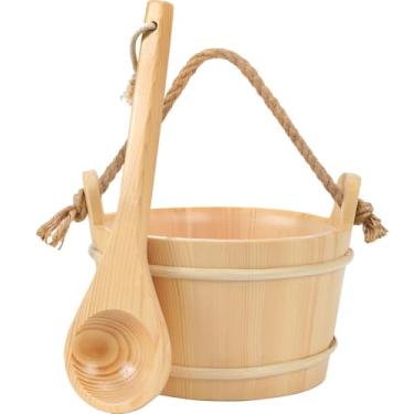 Imagem de Balde de sauna e conjunto de concha, acessórios de sauna de madeira para sauna, kit de balde de madeira para sauna de luxo, 4 litros (4 litros) para sauna a vapor em ambientes internos e externos