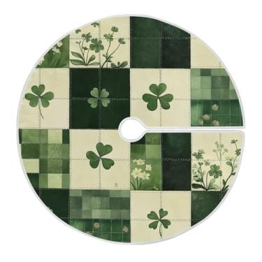 Imagem de Blueangle Saia de árvore xadrez verde de São Patrício de 118 cm para decoração do dia de São Patrício (530)