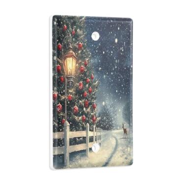 Imagem de Blueangle Placa de parede decorativa em branco, tamanho padrão, árvore de Natal de 1 gangue para quarto de escritório em casa, 4,53 x 2,76 polegadas (254)