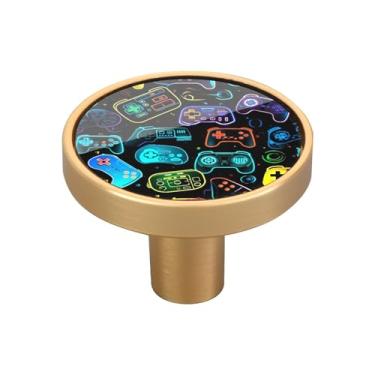 Imagem de Blueangle Pacote com 4 puxadores de armário coloridos para controles de videogame de 3,5 cm, puxadores redondos de gaveta para cômoda e armários de cozinha (445)