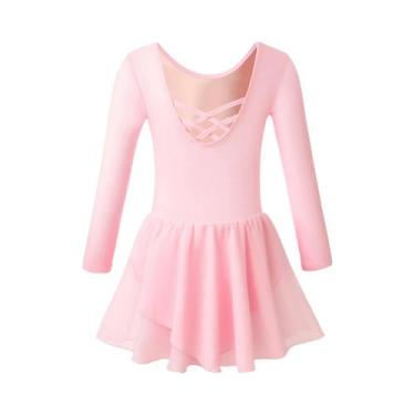 Imagem de Collant de manga comprida para meninas com saia vestido de dança infan