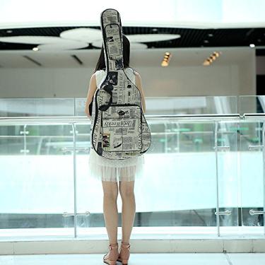 Imagem de Bolsa de transporte para violão acústico folk com alças acolchoadas costuradas no estilo jornal tecido Oxford Water- 600D