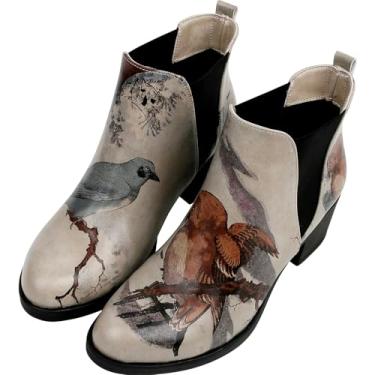 Imagem de DOGO Chelsea Botas femininas de couro vegano e cano curto de salto feito à mão, Conversando em um ramo, 36