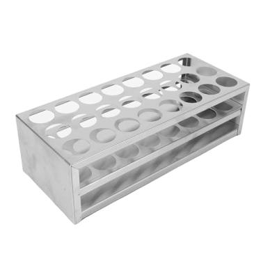 Imagem de AYNEFY Suporte de Tubo de Centrífuga de Aço para Material Escolar Suporte de Tubo de Amostra de Colocação Ordenada de 24 Furos Adequado para Experimentos Científicos e Armazenamento de Condimentos