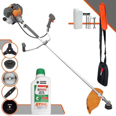 Imagem de Roçadeira Multifunções Tekna RL430P 43cc 1,7HP 10.000rpm Com Carretel e Faca 3 Pontas + Faca 2 Pontas, Faca 40 Dentes, Faca 80 Dentes + ÓLEO STIHL