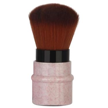 Imagem de Pincel de base de maquiagem de mármore curto, cabo extensível, blush, pincel rosa