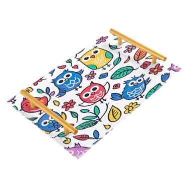Imagem de Wassud Cute Owls Bandeja de banheiro Bandejas de acrílico para perfume, alça de maquiagem, bandeja de cômoda para quarto e cozinha, 30 x 20 cm