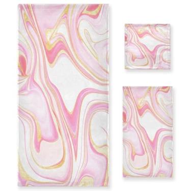 Imagem de Wassud Conjunto de 3 toalhas de banho com texturas de mármore, toalhas super macias e absorventes para banheiro, toalhas de banho de secagem rápida, toalha de banho para academia, spa, hotel