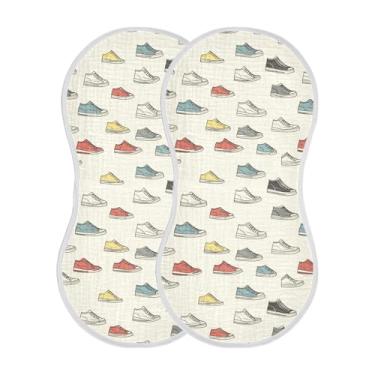 Imagem de STAYTOP 2 peças de sapatos coloridos de desenhos animados panos de arroto para bebês meninos meninas e toalha de recém-nascido, panos grandes absorventes para arrotar