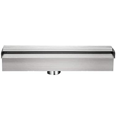 Imagem de Fonte de piscina em cascata ao ar livre, fonte retangular para lago, aço inoxidável, com faixa de LED, cascata, derramamento, retangular, montada, na parede, fonte de piscina, cachoeiras