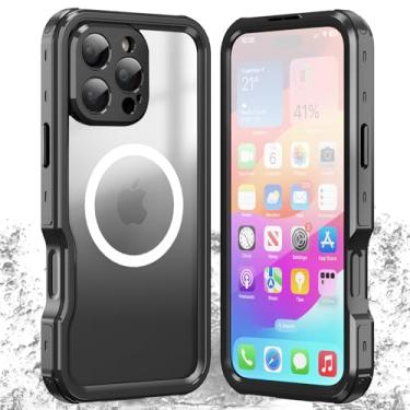 Imagem de Phciasie Para 17pro max compatível com capa de telefone à prova d'água, protetor de tela e câmera integrado IP68 subaquático à prova de choque, capa azul