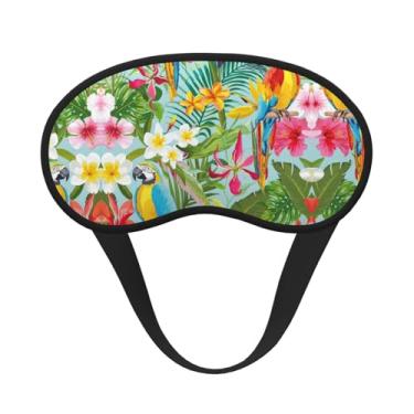 Imagem de Máscara de dormir blackout com estampa de plantas e papagaios tropicais, máscara para os olhos, leve, macia, para dormir, meditação, viagem, ioga