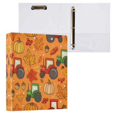 Imagem de STAYTOP Organizador de fichário redondo de abóbora e carro pequeno de Ação de Graças, fichário de 3 anéis com prancheta (carta A4), fichário fofo para material de escritório escolar