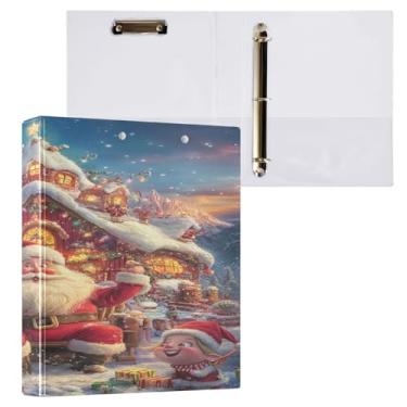 Imagem de CEBUGI Cartaz de Natal com 3 argolas para fichário de 3 anéis, comporta 200 folhas, pastas com 3 bolsos transparentes de PVC para escritório, 31,5 x 27 x 6 cm, 1 pacote