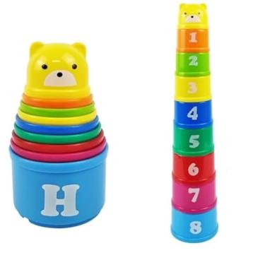 Imagem de Copos Empilháveis Bebê Montessori 9 Cores Vibrantes