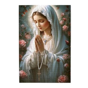 Imagem de CDSASHCA 1000 peças de quebra-cabeça de madeira adulto da Virgem Maria, design de majestade sagrada, exclusivo e desafiador, ótimo para presente, peça se encaixa perfeitamente, aproveite o processo de