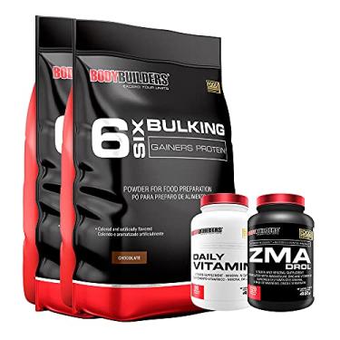 Imagem de Kit 2x Hipercalórico 6 Six Bulking 6kg + Zinco, Magnésio e Vitamina B6120 Cáps + Daily Vitamin 90 Cáps - Bodybuilders Sabor Chocolate