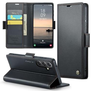 Imagem de owlhold Capa carteira para Samsung Galaxy S23 FE, capa magnética flip, bloqueio RFID, 3 porta-cartões, suporte, couro PU moderno, capa de telefone TPU à prova de choque para Samsung Galaxy S23 FE 6,4