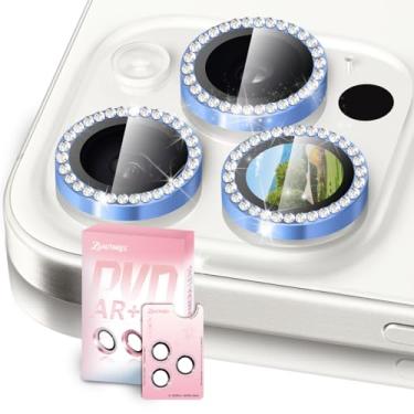 Imagem de ZSAUTHREE Protetor de lente de câmera Bling compatível com iPhone 16 Pro/16 Pro Max, vidro temperado 9H, bandeja de instalação em 1 passo, HD transparente/à prova de estilhaçamento/resistente a