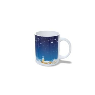 Imagem de Caneca de Cerâmica 325ml com Tema de Natal, Bolas de Natal Coloridas com Laços, Branca (14)