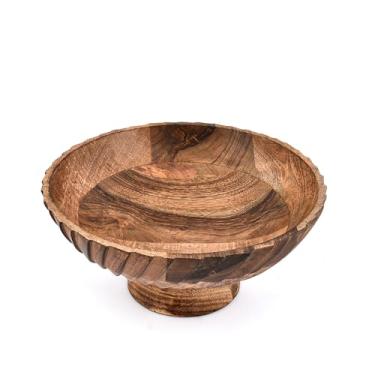 Imagem de Kaizen Casa Tigela decorativa com pedestal decorativa para mesa de jantar, entrada ou bancada de sala de estar, mesa de centro, lanches, tigela de centro de frutas (25,4 cm x 25,5 cm x 12 cm)