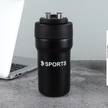 Imagem de Garrafa Copo Térmico, Aço Inoxidável, 500ml, Tampa Flip com Canudo de Silicone, 16.5x7cm, Mantém Temperatura 8h Frio 4h Quente