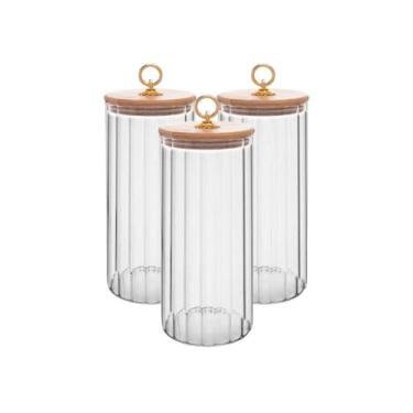 Imagem de Kit 3 Potes Herméticos Wolff Com Tampa De Bambu Classic1,15L