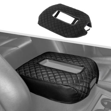 Imagem de Jimen Capa para console central de carro compatível com Chevy Silverado/Avalanche/Tahoe/Suburban 2007-2013, capa de apoio de braço de couro adequada para GMC Yukon 2007-2013 (preto)