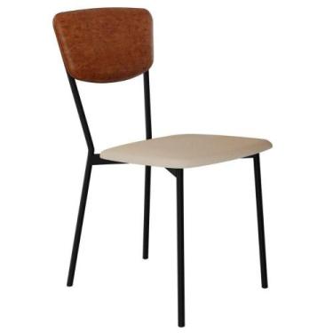 Imagem de Cadeira Estofada Para Sala De Jantar Village Preto C01 Linho Areia mat