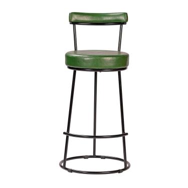 Imagem de Banqueta Alta Cozinha 70cm Encosto Industrial Aço Ziria Pu S02 - D'rossi Cor Verde