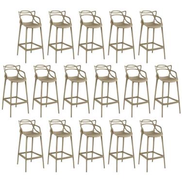 Imagem de Kit 16 Banquetas Allegra Com Encosto Design Cozinha/bancada - Nude