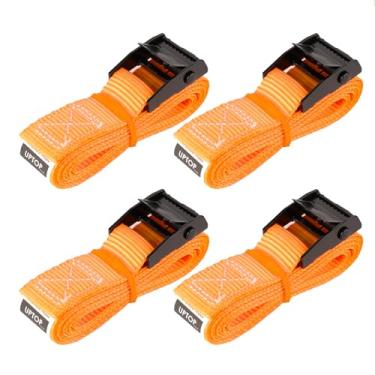 Imagem de 4 peças de tiras de amarração, tiras de amarração resistentes com fivela de came ajustáveis para motocicleta, carga, caminhões, reboques, bagagens - 4,92 pol. x 2,5 cm (laranja)