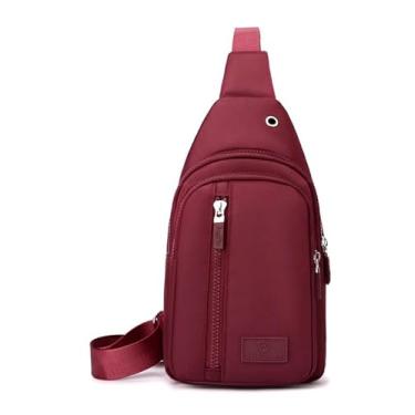 Imagem de Bolsa tiracolo pequena para mulheres e homens, mochila tiracolo de peito para viagens ao ar livre e caminhadas, Vermelho, Medium
