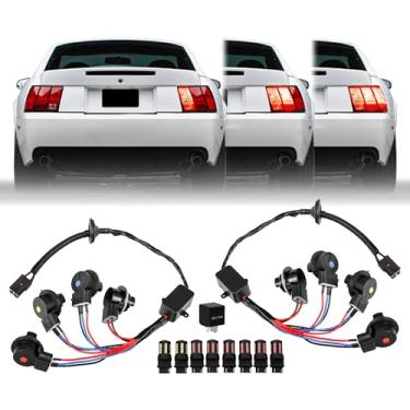 Imagem de USR UNIQUE STYLE RACING Chicote de fios de luz traseira Plug and Play para sinal sequencial + total de 8 lâmpadas LED Canbus para freio vermelho + reverso branco (esquerda + direita) - compatível com