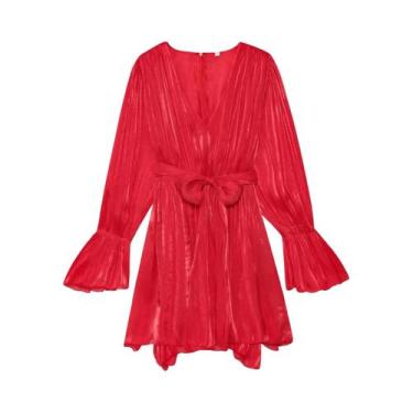 Imagem de Vestido Elegante De Manga Longa Em Seda Imitada Para Mulheres, Vestido