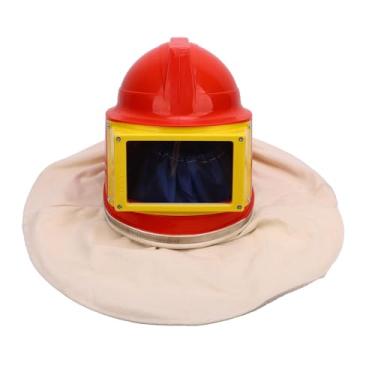 Imagem de Garosa Capacete Sandblaster, Protetor de Capuz de Jateamento de Areia Tipo Alimentação de Ar Com Lente de Camada Dupla e Design de Capa de Ombro, para Limpeza de Areia, Raspagem de