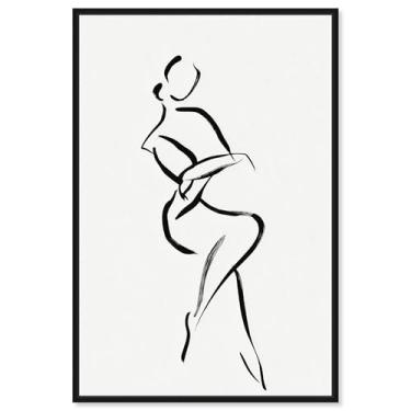 Imagem de Pose de tinta preta I arte de parede minimalista impressa em tela por Art Remedy, moldura preta, 40,6 x 61 cm