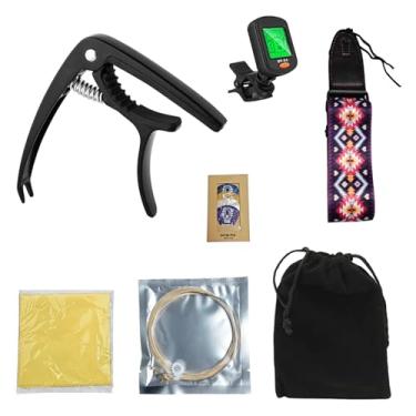 Imagem de VEDO Kit de acessórios para guitarra – Caixa de papelão premium, inclui correia, capo, afinador e palhetas. Adequado para guitarras acústicas, elétricas e ukulele homens, iniciantes e profissionais