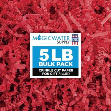 Imagem de Papel de corte enrugado MagicWater para cestas de presente - 2,3 kg - vermelho - perfeito para enchimento de papel desfiado, enchimento de cestas, caixas de presente, presentes de dama de honra
