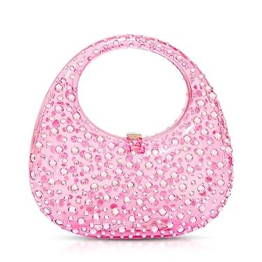 Imagem de Bolsas clutch para mulheres, bolsa de noite Diamantes, bolsa de acrílico rosa, bolsa pequena, bolsas para casamento, formatura, festas, viagens