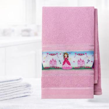 Imagem de Toalha de Banho Infantil Felpuda Para Criança Com Faixa Decorada (Menina Rosa Princesa)
