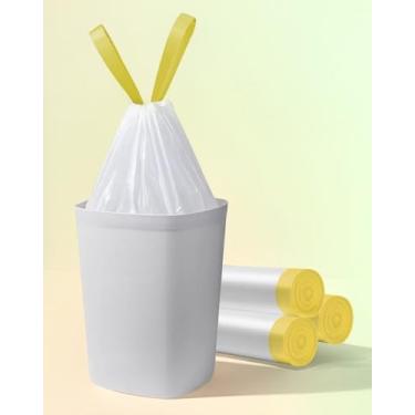 Imagem de Sacos de lixo de 4 galões, sacos de lixo com cordão, alças fortes com cordão, branco, 45 sacos